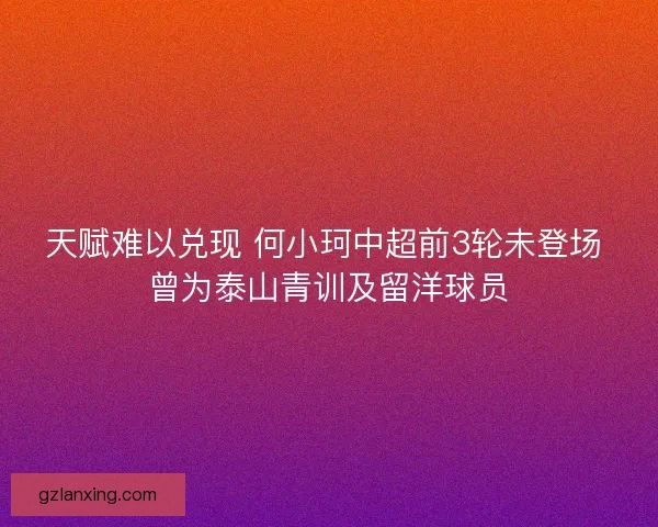 天赋难以兑现 何小珂中超前3轮未登场 曾为泰山青训及留洋球员